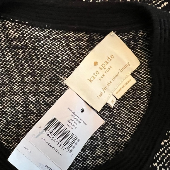 Kate Spade - NWT Mod Plaid Knee Length Sweater Dress Sz M - Picture 10 of 12